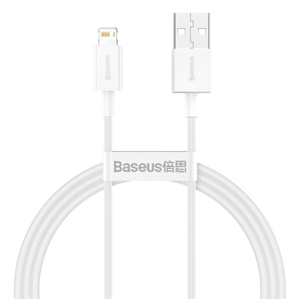 Зареждащ кабел Baseus Superior Series, USB към Lightning, Бързо зареждане, 2.4А, 1м., Бял