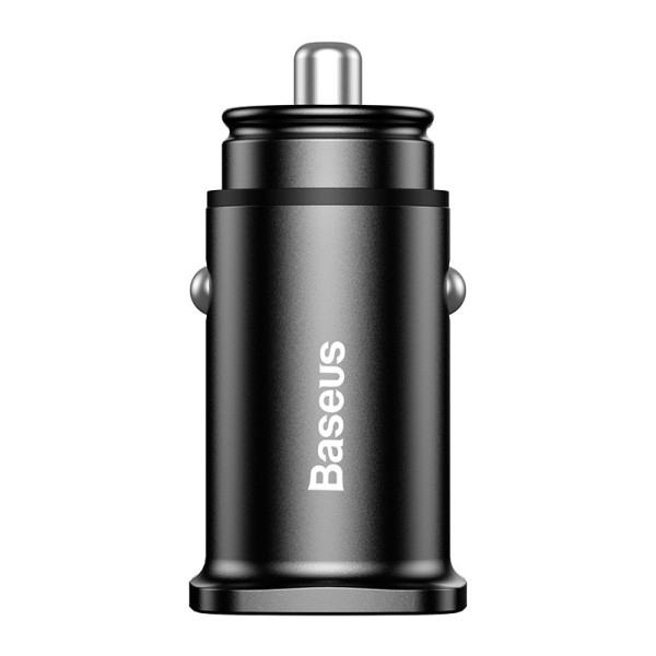 Зарядно Baseus Square за телефон за автомобил, 30W, 2 USB порта, Бързо зареждане, Черно
