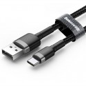 Зареждащ кабел/зарядно Baseus USB към Type-C, Бързо зареждане, 1 м, 3А, Черен/Червен