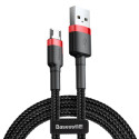 Зареждащ кабел/зарядно Baseus с Micro-USB порт, Бързо зареждане, 1 м, 2.4A, Черен/Червен