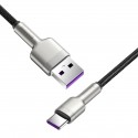 Кабел за зареждане и пренос на данни Baseus, USB към Type-C, 66W, Плетен, Fast Charging, 1м., Черен/Сребрист