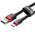 Зареждащ кабел/зарядно Baseus с Type-C порт, Бързо зареждане, 1 м, 3.0A, Черен/Червен