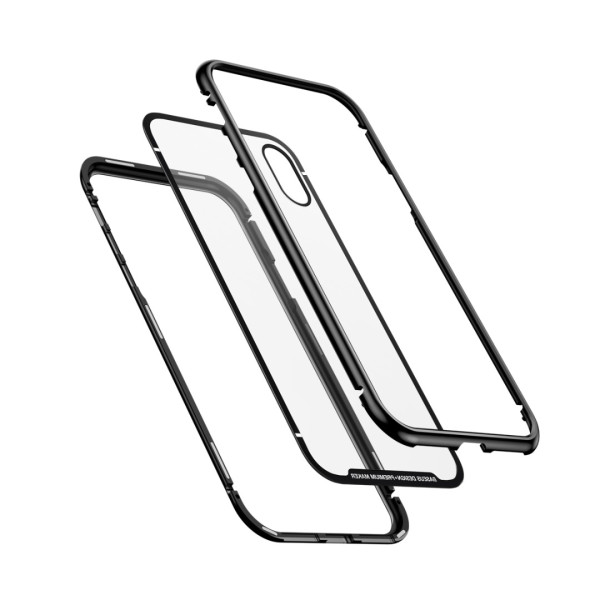 Магнитен кейс/калъф със стъклен гръб Baseus за iPhone X, Черен, Baseus
