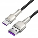 Кабел за зареждане и пренос на данни Baseus, USB към Type-C, 66W, Плетен, Fast Charging, 1м., Черен/Сребрист