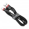Зареждащ кабел/зарядно Baseus с Lightning за Apple iPhone, Бързо зареждане, 1 м, 2.4А, Черен/Червен