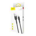 Зареждащ кабел/зарядно Baseus с Lightning за Apple iPhone, Бързо зареждане, 1 м, 2.4А, Черен/Сив