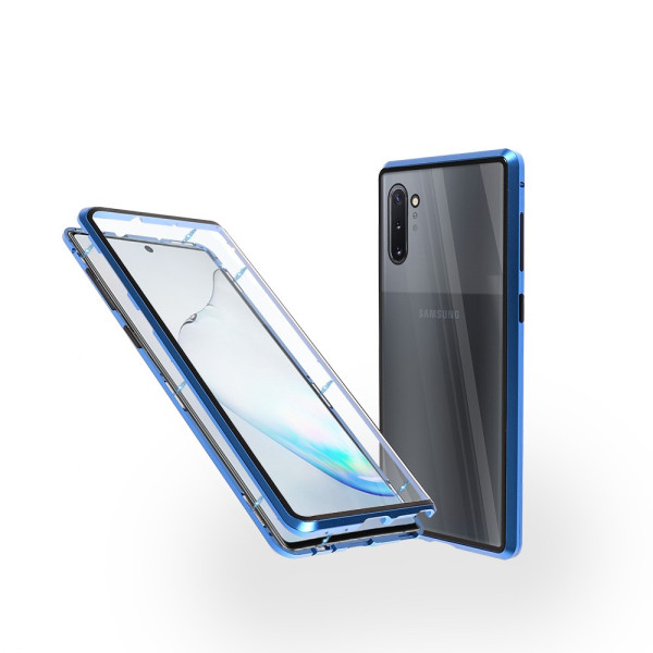 Магнитен 360° калъф от 2 части за Samsung Galaxy Note 10 със стъкло отпред и отзад, Син