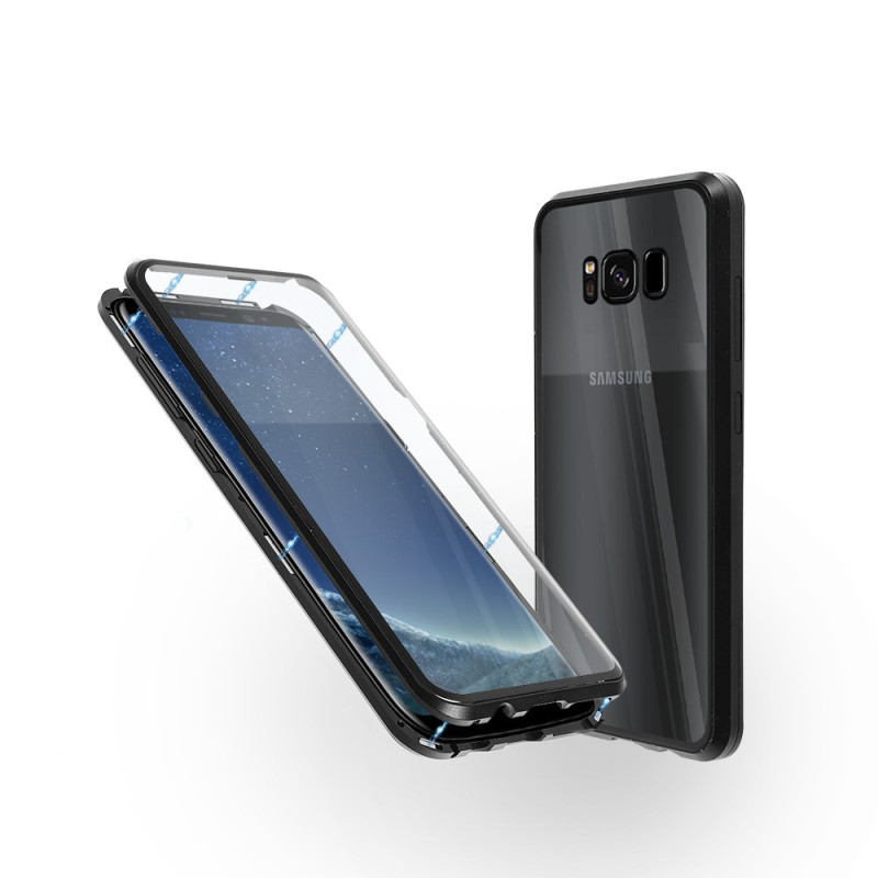 Магнитен 360° калъф от 2 части за Samsung Galaxy S8 със стъкло отпред и отзад, Черен