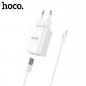 Зарядно за контакт HOCO C62A, 2 USB изхода, 2.1A, Бял