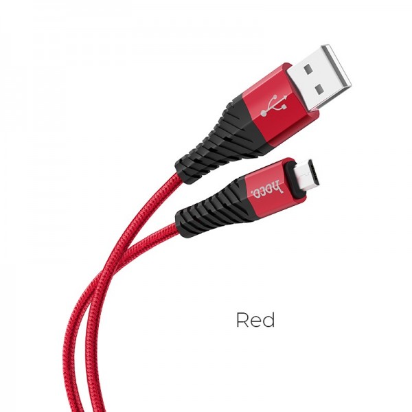 Кабел за зареждане HOCO X38, Micro USB, Червен