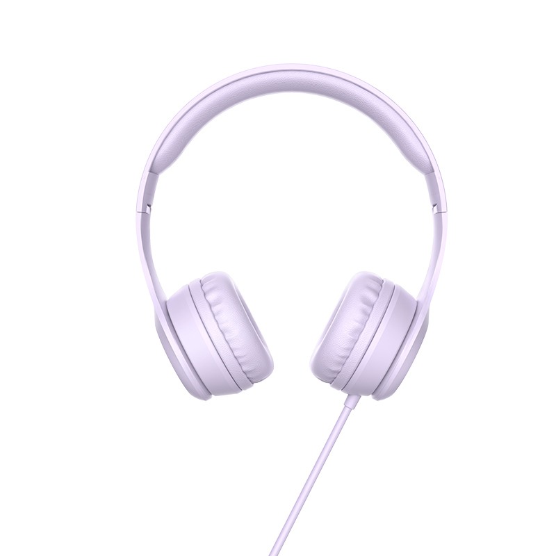 Слушалки Hoco W21 с кабел, Тип On-ear, Сгъваеми, Hi-Fi Стерео, Лилави