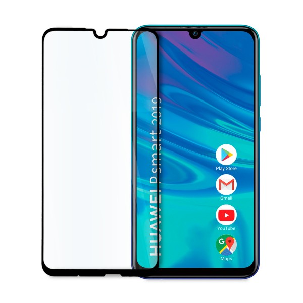 OG стъклен протектор за цял дисплей за Huawei P Smart (2019), Hicute, Цяло лепило, Черен