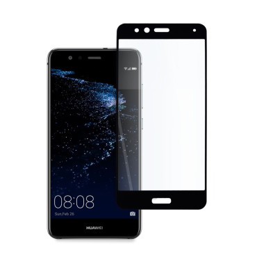 9D цялостен стъклен протектор за Huawei P10 Lite, Hicute, Цяло лепило, Черен