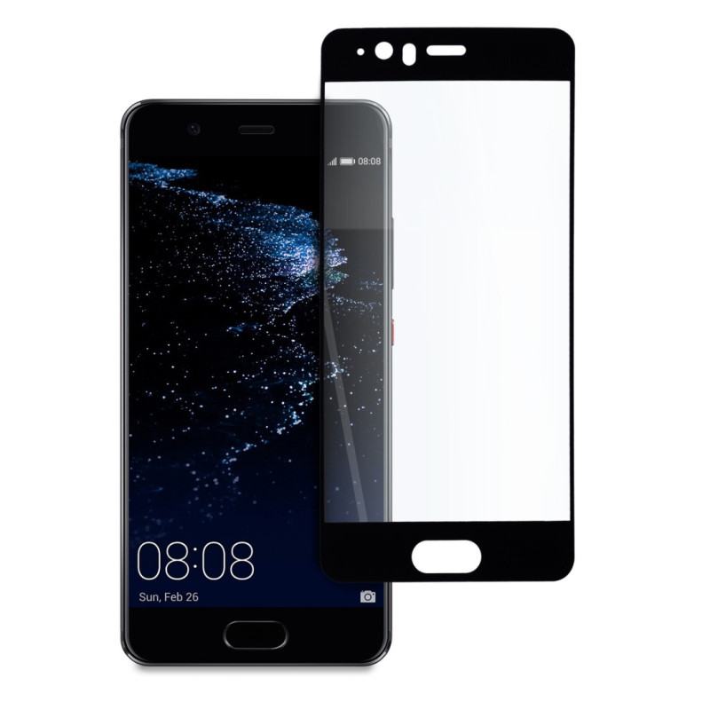 9D цялостен стъклен протектор за Huawei P10, Hicute, Цяло лепило, Черен