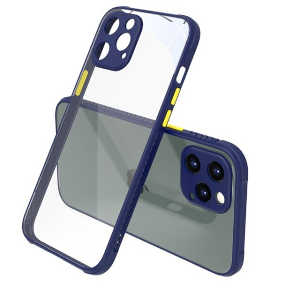 Удароустойчив Кейс за iPhone 11 Pro Max, Гумирани краища, Прозрачен, Защита за камерата, Син
