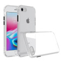 Удароустойчив Кейс за iPhone 7/8, Гумирани краища, Прозрачен, Защита за камерата, Бял