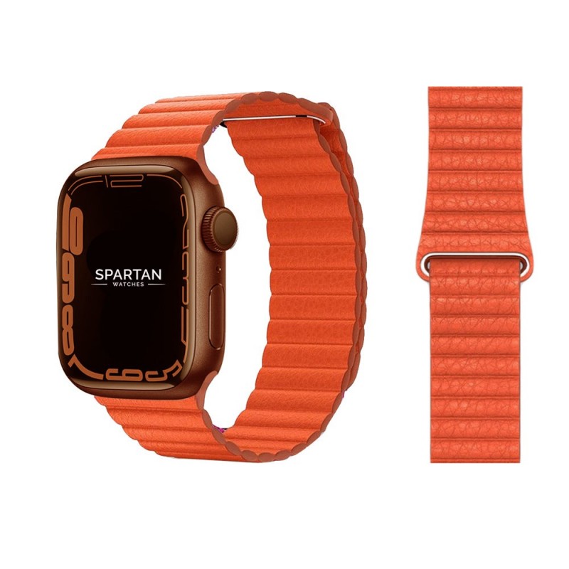 Leather loop каишка за Apple Watch 44мм, Оранжева