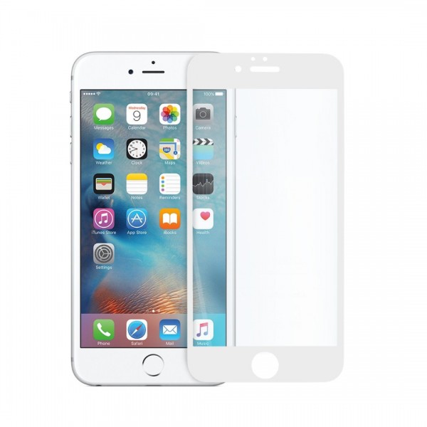 Стъклен Протектор за Apple iPhone 6 Plus, 9D, Бял