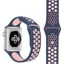 Силиконова каишка с дупки Apple Watch 42мм, Синя/Розова