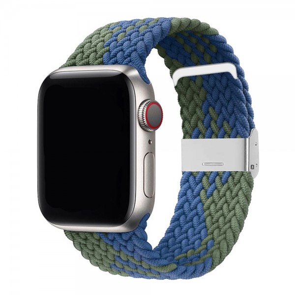 Текстилна каишка за Apple Watch 44мм, Синя/Зелена