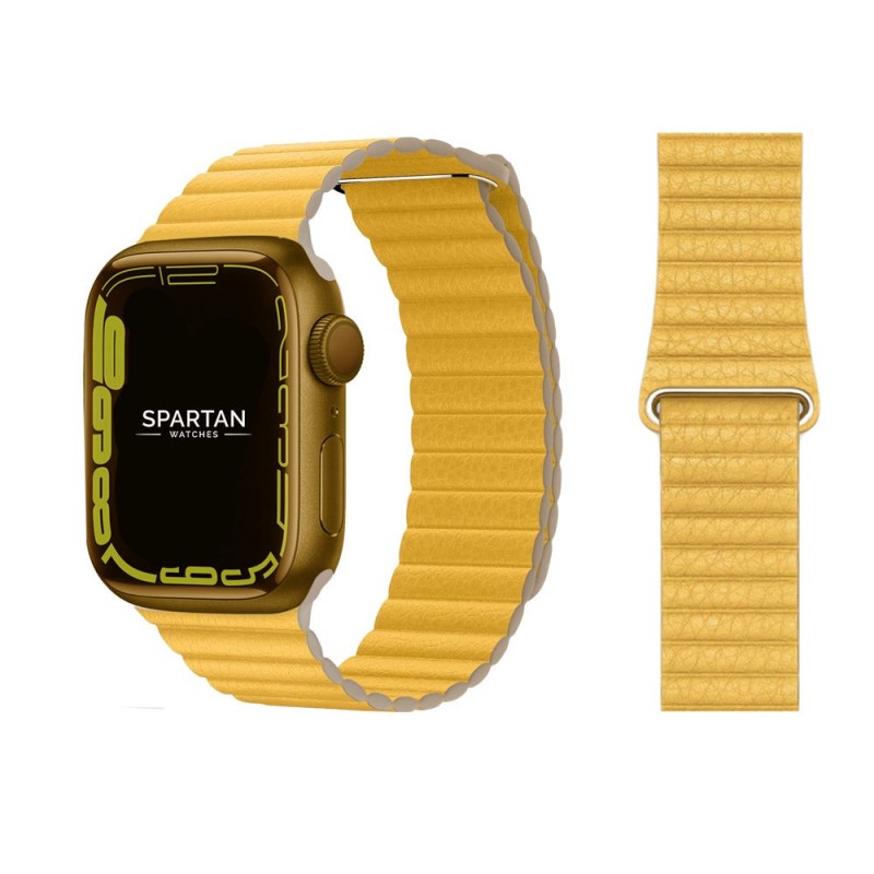 Leather loop каишка за Apple Watch 44мм, Жълта