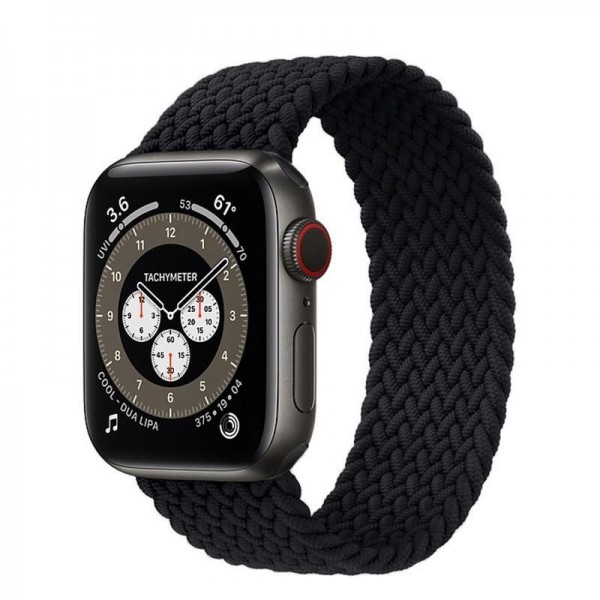 Текстилна каишка за Apple Watch 44мм, Черна