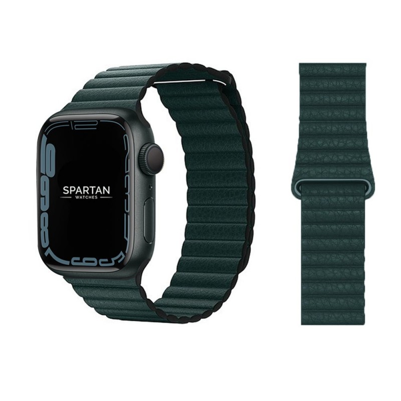 Leather loop каишка за Apple Watch 38мм, Зелена