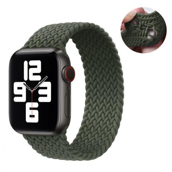Текстилна каишка за Apple Watch 44мм, Тъмнозелена