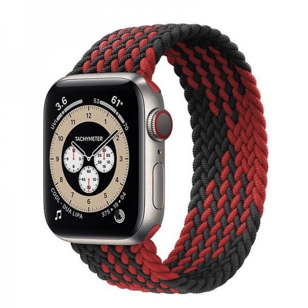 Текстилна каишка за Apple Watch 40мм, Черна/Червена