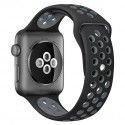 Силиконова каишка с дупки Apple Watch 42мм, Черна/Сива