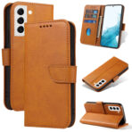 Кожен калъф за Samsung Galaxy S22 - Leather Wallet - Светлокафяв - Image 6