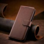 Кожен калъф за Huawei Nova Y70 - Leather Wallet - Тъмнокафяв - Image 6
