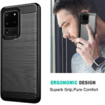 Силиконов Кейс за Samsung Galaxy S20 Ultra 4G / S20 Ultra 5G - Carbon Silicone - Черен - Image 5