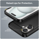 Силиконов Кейс за iPhone 16 - Carbon Silicone - Черен - Image 4