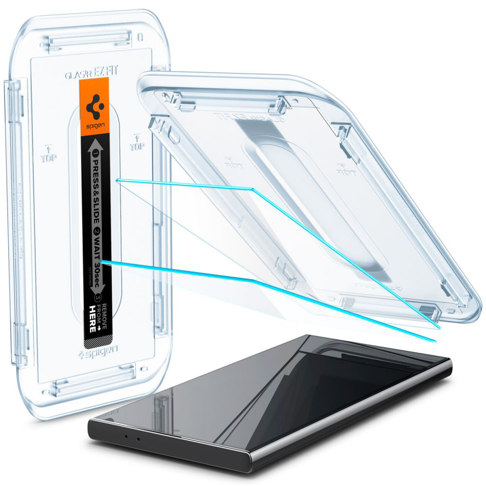 Staklen Protektor Spigen Glas.tR EZ-FIT (2 pack) za Samsung Galaxy S24 Ultra - Prozrachen - 5 Стъклен Протектор Spigen Glas.tR EZ-FIT (2 бр.) за Samsung Galaxy S24 Ultra - Прозрачен - Image 7