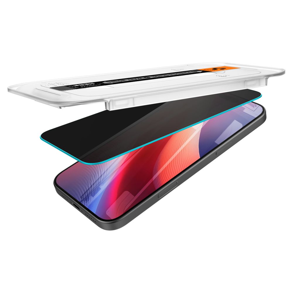 Staklen Protektor za iPhone 16 Pro Max - Spigen Glass.tR EZ-FIT (2 pack) - Privacy - 3 Стъклен Протектор Spigen Glas.tR EZ-FIT (2 бр.) за iPhone 16 Pro Max - Privacy - Image 3