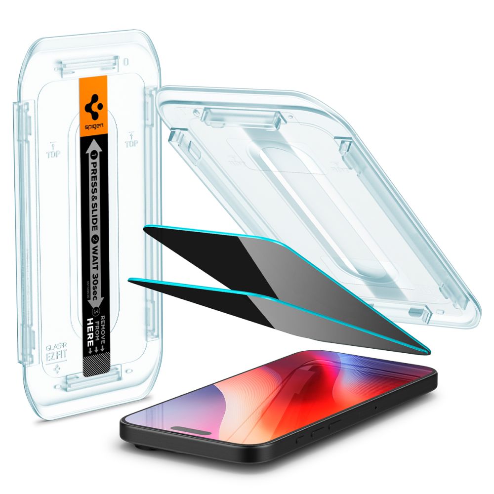 Staklen Protektor za iPhone 16 Pro Max - Spigen Glass.tR EZ-FIT (2 pack) - Privacy - 5 Стъклен Протектор Spigen Glas.tR EZ-FIT (2 бр.) за iPhone 16 Pro Max - Privacy - Image 5