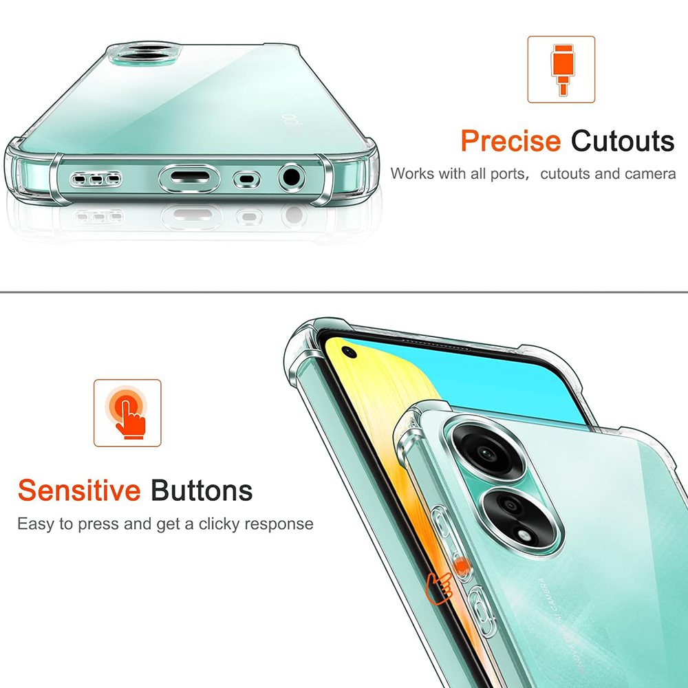 Kalaf za Oppo A78 4G - Techsuit Shockproof Clear Silicone - Smartphosis - Clear - 3 Силиконов Кейс за Oppo A78 4G - Shockproof - Прозрачен - Image 3